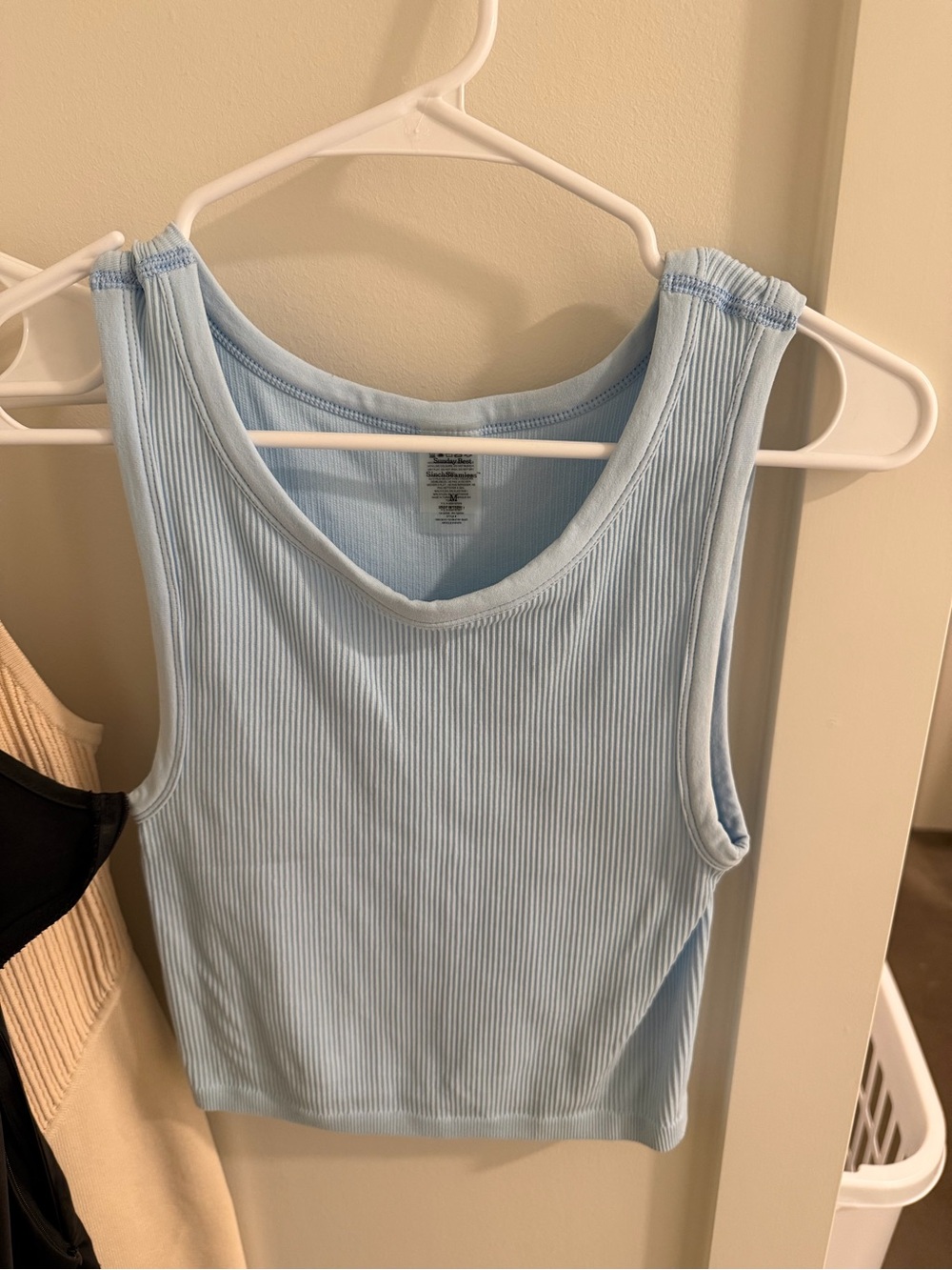 Light Blue Ribbed Tank Top - Women